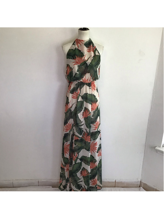 Show Me Your Mumu Dresses & Skirts - Show Me Your Mumu Women Elegant Fun Maxi Dress L White Green Tropical Print